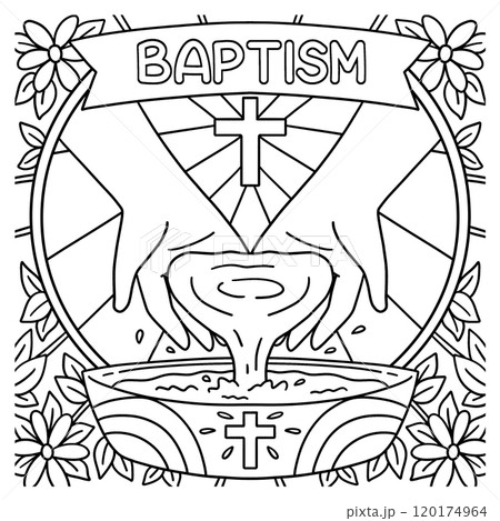 Baptism Hands Pouring Water Coloring Page for Kids Baptism Hands Pouring Water Coloring Page for Kids 120174964