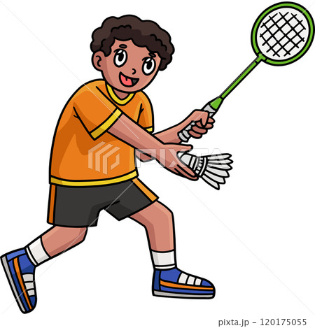 Badminton Player Serving Shuttlecock Clipart Badminton Player Serving Shuttlecock Clipart 120175055