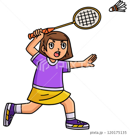 Badminton Player Hitting Shuttlecock Clipart 120175135
