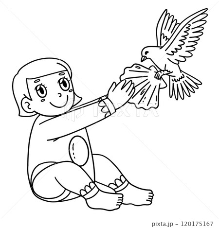Baptism Dove Bringing Seashell to Baby Isolated Baptism Dove Bringing Seashell to Baby Isolated 120175167