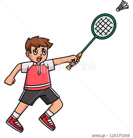 Badminton Player Hitting Shuttlecock Clipart 120175208
