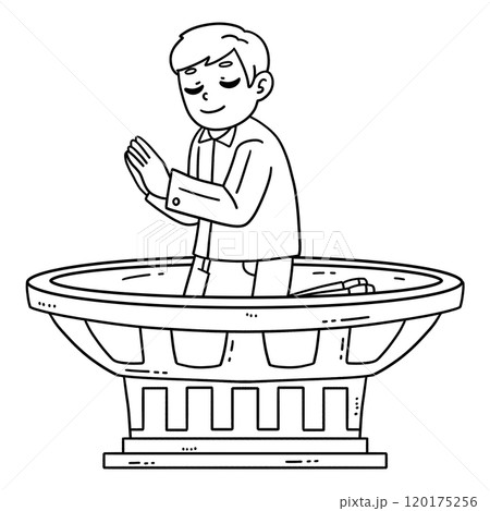 Baptism Font Child Praying Isolated Coloring Page Baptism Font Child Praying Isolated Coloring Page 120175256