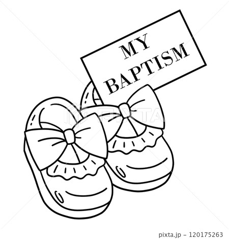 My Baptism Baby Shoes Isolated Coloring Page My Baptism Baby Shoes Isolated Coloring Page 120175263