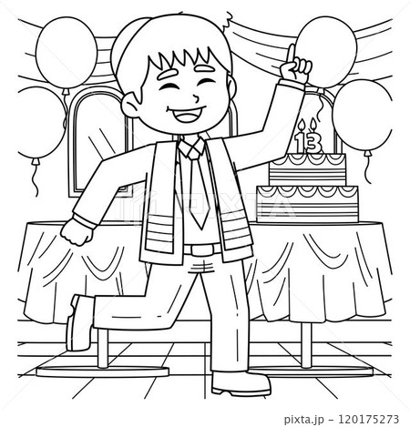 Bar Mitzvah Boy Doing Dancing Coloring Page 120175273