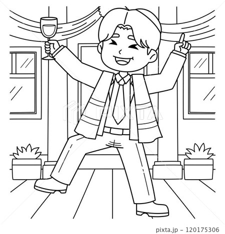 Bar Mitzvah Boy Having After Party Coloring Page Bar Mitzvah Boy Having After Party Coloring Page 120175306