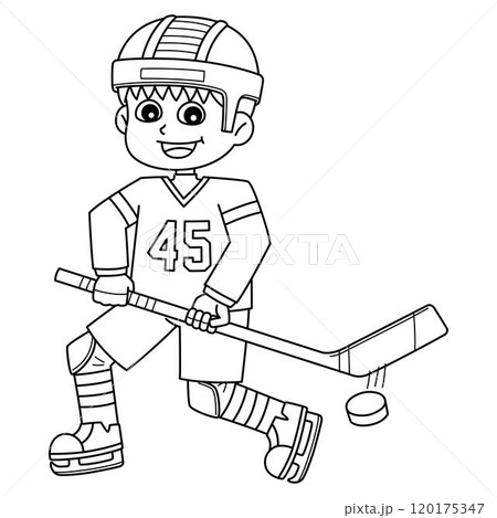 Ice Hockey Boy Player Stopping Goal Isolated  120175347