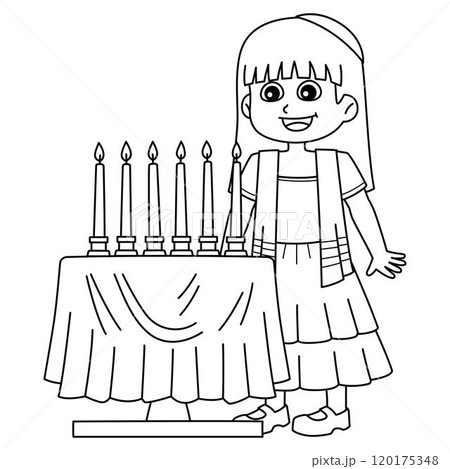 Bat Mitzvah Girl with Candles Isolated Coloring Bat Mitzvah Girl with Candles Isolated Coloring 120175348