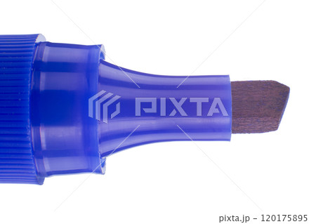 Blue Marker Tip Close Up on White Background Blue Marker Tip Close Up on White Background 120175895