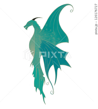 fantasy dragon of different colors, dragon with wings on the side 120176727