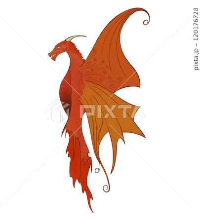 fantasy dragon of different colors, dragon with wings on the side 120176728