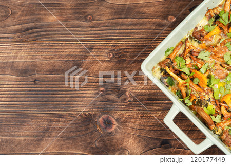 Tasty vegetable omelette. 120177449
