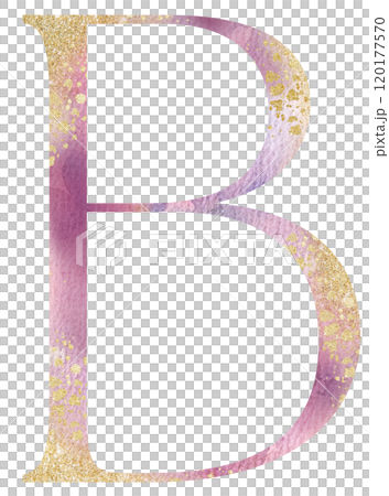 Light pink watercolor letter B with golden splashes, romantic wedding isolated monogram initials Light pink watercolor letter B with golden splashes, romantic wedding isolated monogram initials 120177570
