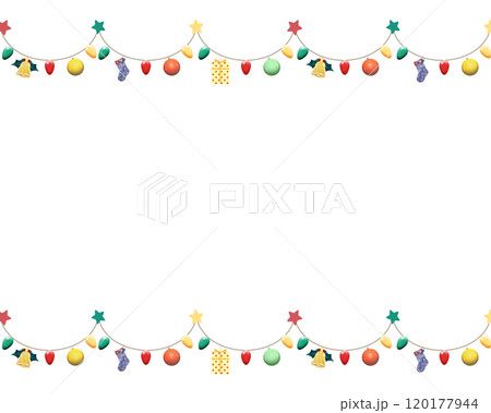 可愛いクリスマス飾りの上下ボーダーフレーム 120177944