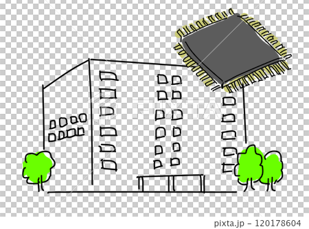 半導体工場のラフな手描き線画イラスト 120178604