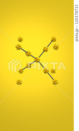 Gold Crystal Lattice 3D Vertical Illustration. 120178715