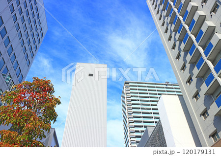 愛知県豊田市、豊田市駅前マンション群の風景 愛知県豊田市、豊田市駅前マンション群の風景 120179131
