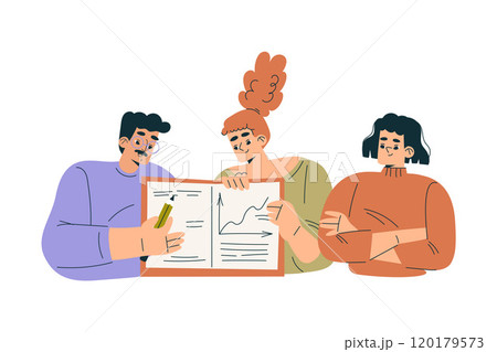 Productive Team with Business Man and Woman Work Together Vector Illustration 120179573