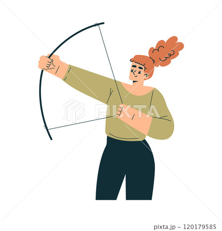 Woman Character with Bow as Productive Team Member Vector Illustration 120179585