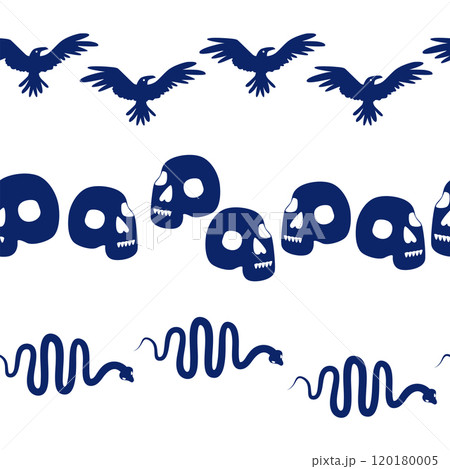 Horizontal border, set Magic and heavens seamless pattern, with magical elements Symbols of witchcraft 120180005
