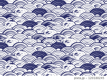 青の海パターン波のある和風背景イラスト 120180245