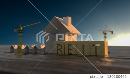 Concept image of Business Acronym REIT as Real Estate Investment Trust. 3d rendering 120180463