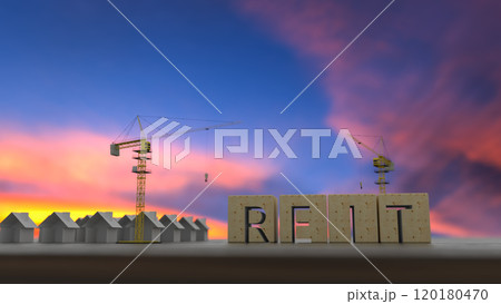 Concept image of Business Acronym REIT as Real Estate Investment Trust. 3d rendering Concept image of Business Acronym REIT as Real Estate Investment Trust. 3d rendering 120180470
