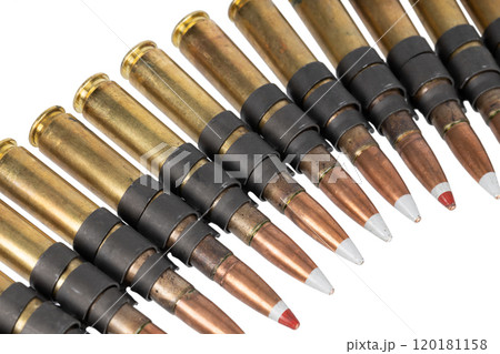 .50 BMG caliber ammunition belt with cartridges. 120181158