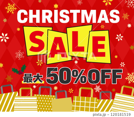 50%OFFのクリスマスセールのバナーベクターイラスト素材【336x280】 120181519