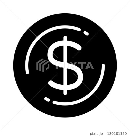 ドルのコインアイコン　ドル硬貨　黒　モノクロ 120181520
