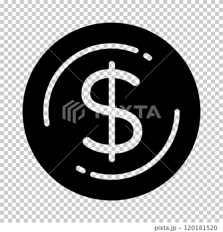 ドルのコインアイコン　ドル硬貨　黒　モノクロ 120181520