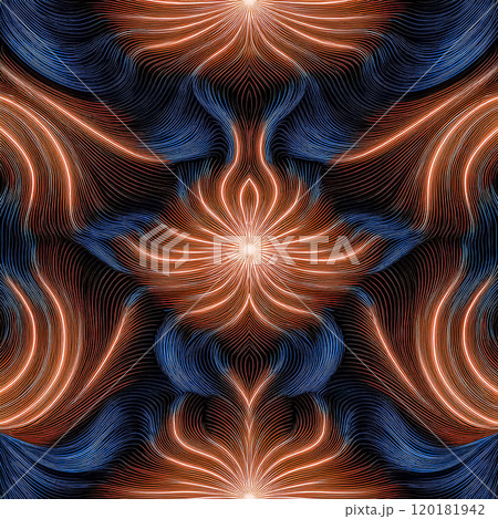 繰り返しシームレスなカラフルな渦巻き模様のイラスト背景素材　ピンク色　青色 120181942