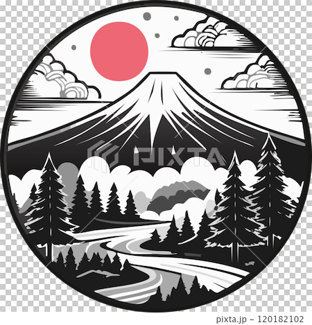 日本富士山的剪紙景觀_02_AI生成圖像 120182102