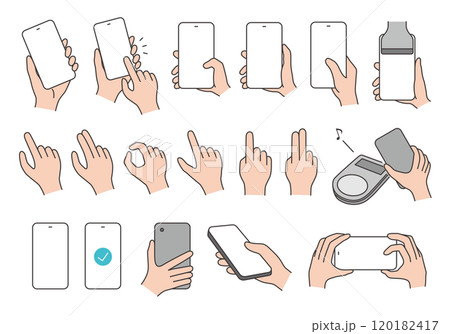 スマホを操作する手のアイコンセット(カラー) スマホを操作する手のアイコンセット(カラー) 120182417