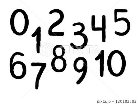 Digits numbers in hand drawn doodle style isolated on white background. Number 0 to 10. Vector illustration Digits numbers in hand drawn doodle style isolated on white background. Number 0 to 10. Vector illustration 120182582