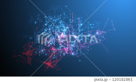 Big Data futuristic, technology light design. Vector datum digital background. Illustration innovation of data system. Hand drawn illustration. 120182861