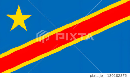 手描き風のコンゴ民主共和国の国旗です。 120182876