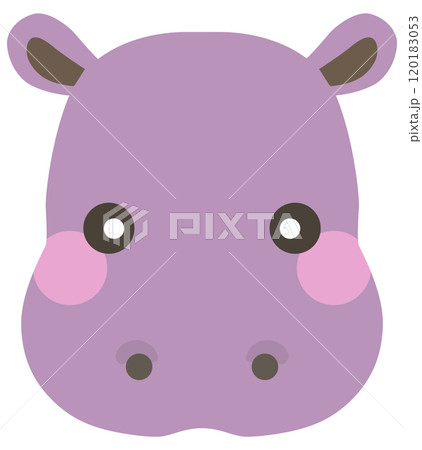 かわいいカバのイラスト 顔 ベクター素材 120183053