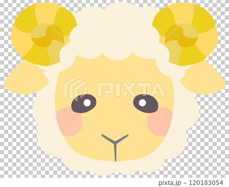 かわいい羊のイラスト 角 顔 ベクター素材 120183054