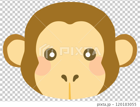 かわいいサルのイラスト 顔 ベクター素材 120183055