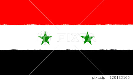 手描き風のシリアの国旗です。 120183166