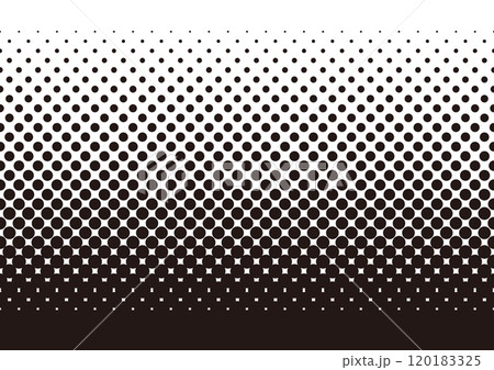 繋げて延長が可能なモノクロのハーフトーンドットグラデーションの背景パターン 120183325