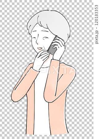Smiling illustration of a senior woman making a phone call Smiling illustration of a senior woman making a phone call 120183353