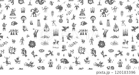 fairy tale seamless vector background, vector illustration silhouettes 120183396