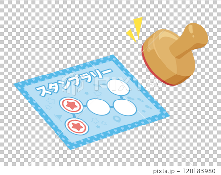 Illustration of stamping on a stamp rally sheet 120183980