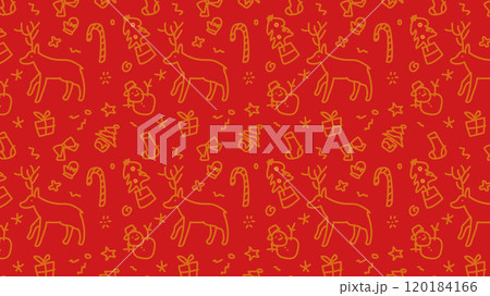 手描きのクリスマスのシームレスのパターンイラスト 手描きのクリスマスのシームレスのパターンイラスト 120184166