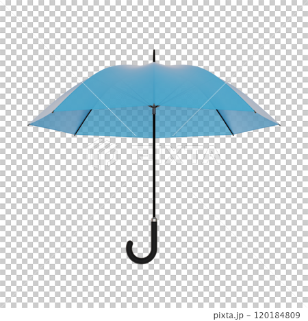 Open blue umbrella with black handle, isolated on white background Open blue umbrella with black handle, isolated on white background 120184809