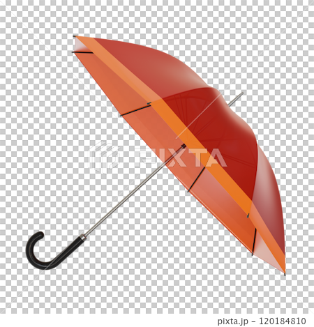 Open red umbrella with black handle lying on a side or flying away Open red umbrella with black handle lying on a side or flying away 120184810