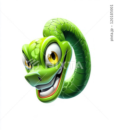 Cartoon Green Snake with Expressive Face 120185001