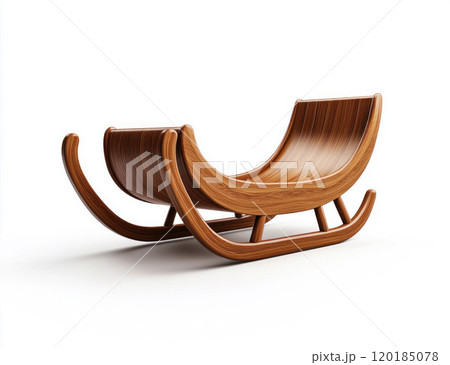 Modern Wooden Sleigh Design Isolated on White Background 120185078