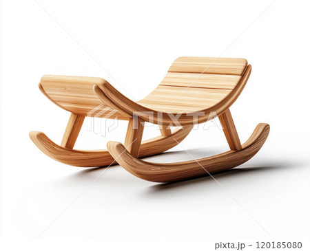 Modern Wooden Sleigh Design Isolated on White Background 120185080